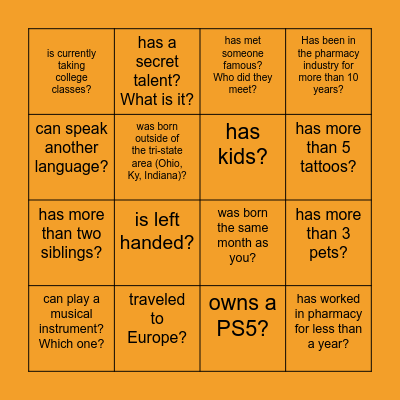 Who do you know that.... Bingo Card