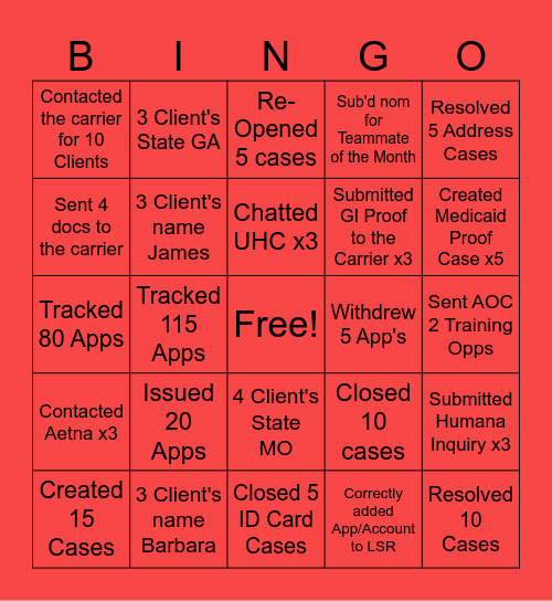 AEP Bingo Card