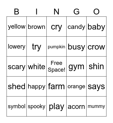 Spelling Week 10 Bingo Card