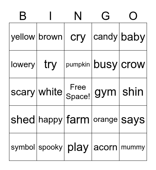 Spelling Week 10 Bingo Card