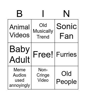 Cringe Video Bingo Card