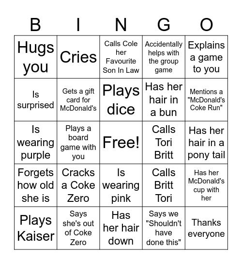 Marilyn Bingo Card