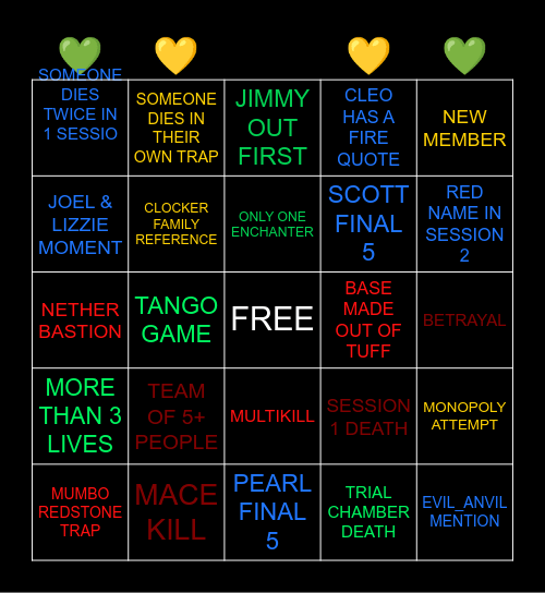 LIFE SERIES S6 BINGO Card