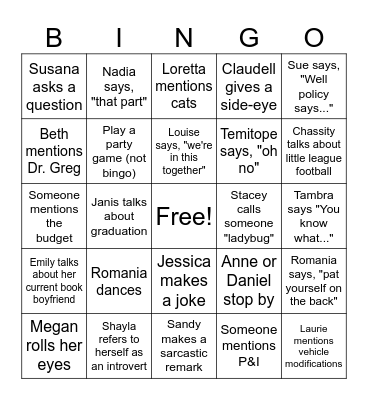 EOY Party Bingo Card
