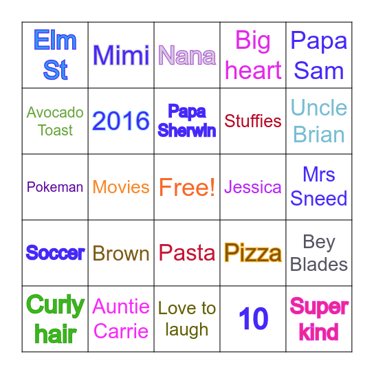 LEVI'S BIRTHDAY BINGO Card