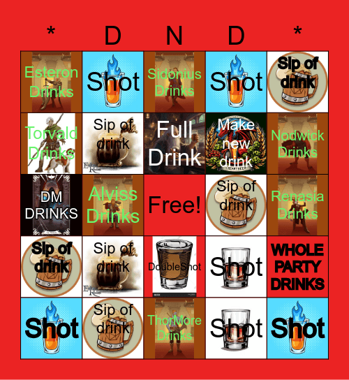 The Drink Card Bingo Card