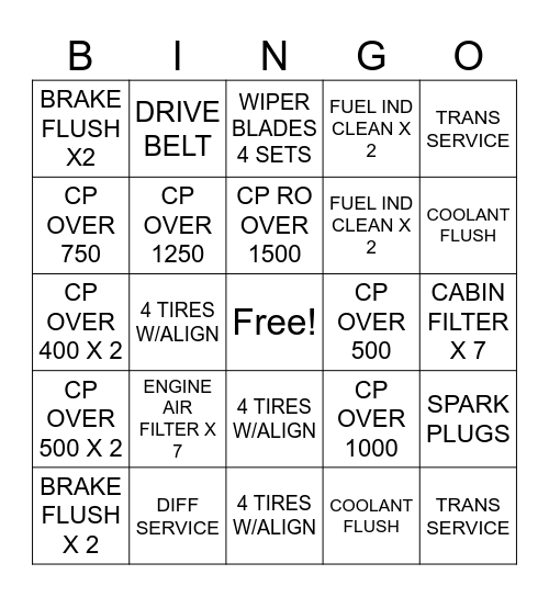 $200.00!!! Bingo Card