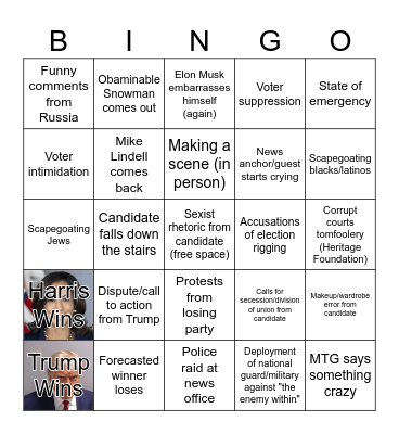 Nov. 5 - Jan. 6 Bingo Card