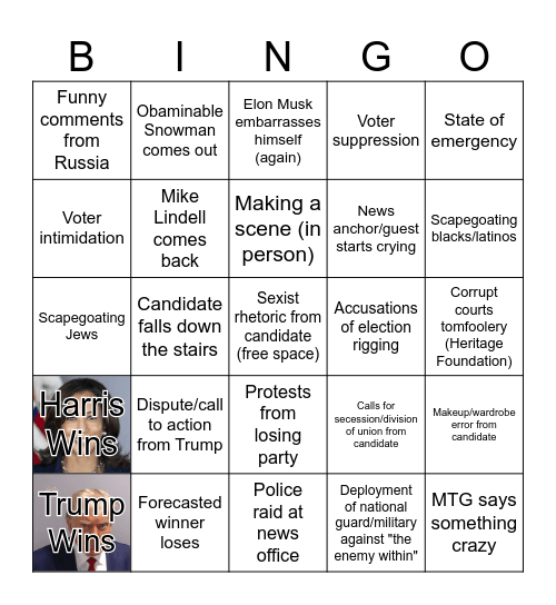 Nov. 5 - Jan. 6 Bingo Card