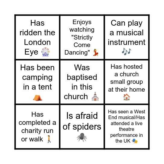 Human Bingo Card