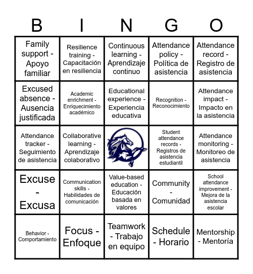 School-Wide Attendance Bingo Card