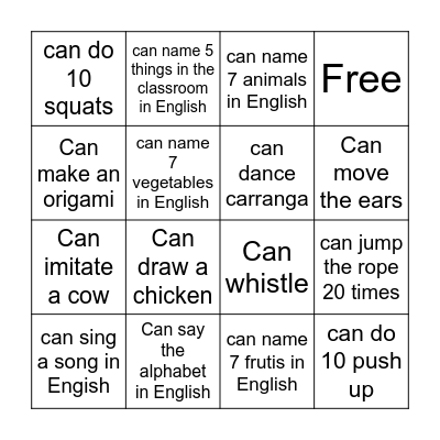 Can or Can't?can Bingo Card