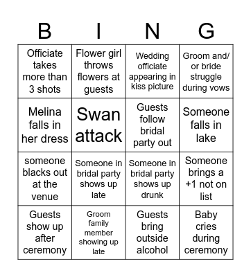 Bryan & Melina’s Wedding Bingo Card