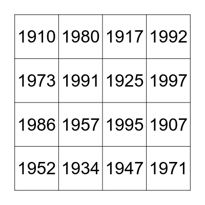 Wesley House Bingo Card