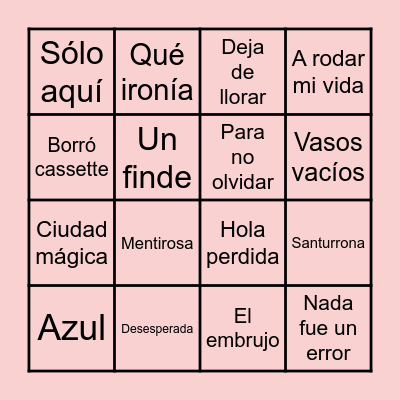 Bingo Musical Bingo Card