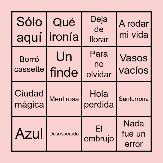 Bingo Musical Bingo Card