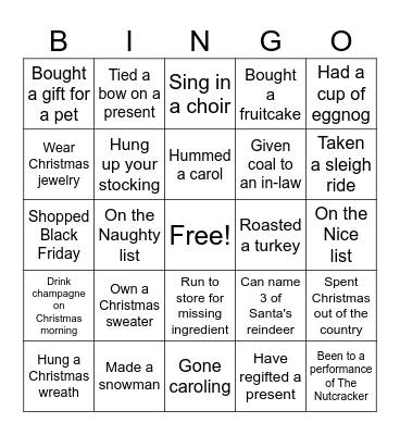 Christmas Bingo Card