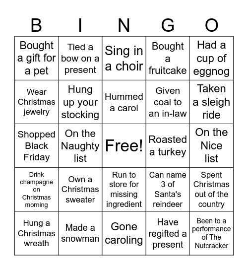 Christmas Bingo Card