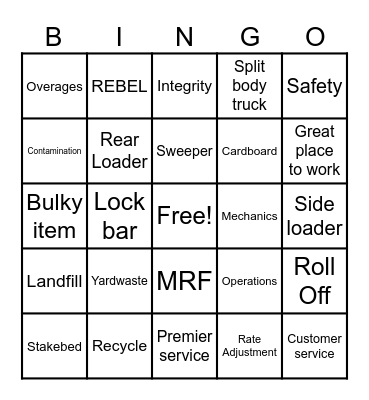 Waste Connections 2024 Bingo Card