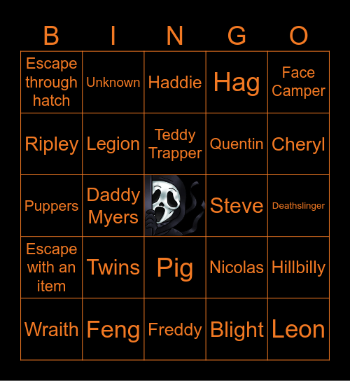 Dead by Daylight Bingo Card