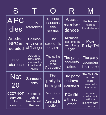Eberron: City of Towers - Session 29 Bingo Card