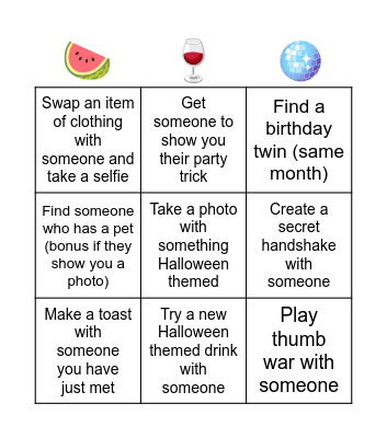 That’s So Fruity Halloween Pub Crawl Bingo Card