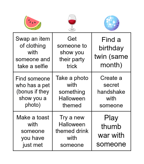 That’s So Fruity Halloween Pub Crawl Bingo Card