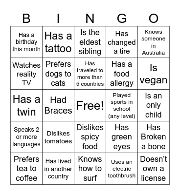 COMMONALITY Bingo Card