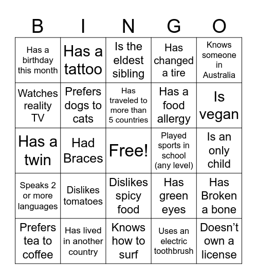 COMMONALITY Bingo Card