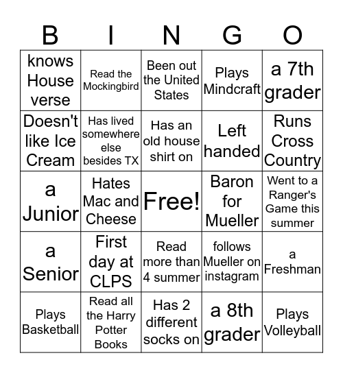 MUELLER Bingo Card