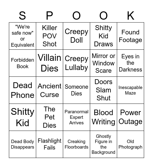 Spooktober Day Bingo Card