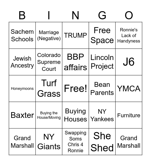 Mr D's Devine Inspirations Bingo Card