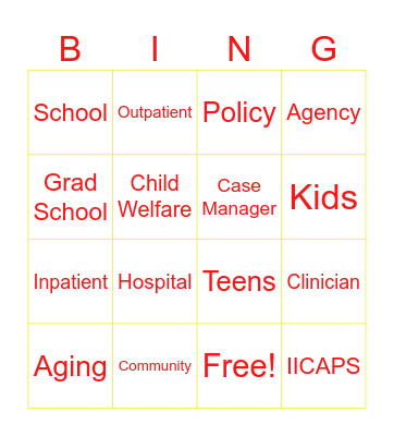 Social Work Alumni Bing-o Bingo Card