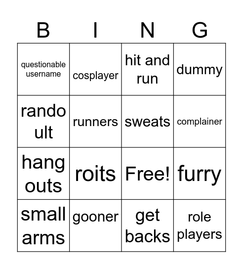 Battlegrounds bingo Card