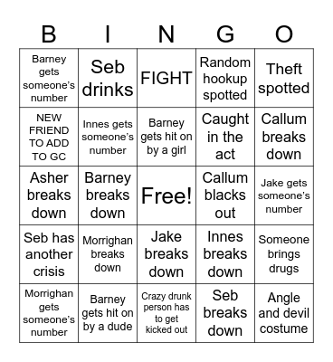 Asher’s party bingo Card