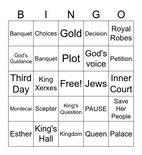 Esther Bingo Card