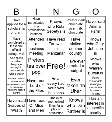 English III Bingo Card