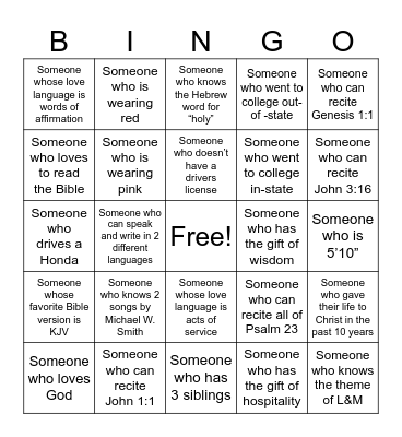 L&M Ice Breaker Bingo Card