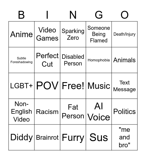 Instagram Bingo Card