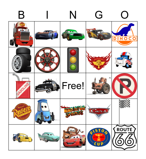 Cars Bingo Card