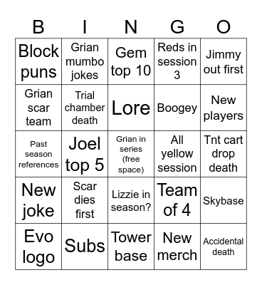 Life series Bingo Card