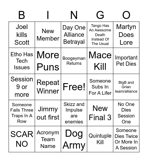 New Life Series Bingo Card