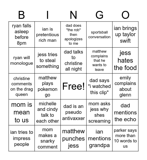 Marie & Parker's Wedding Bingo Card