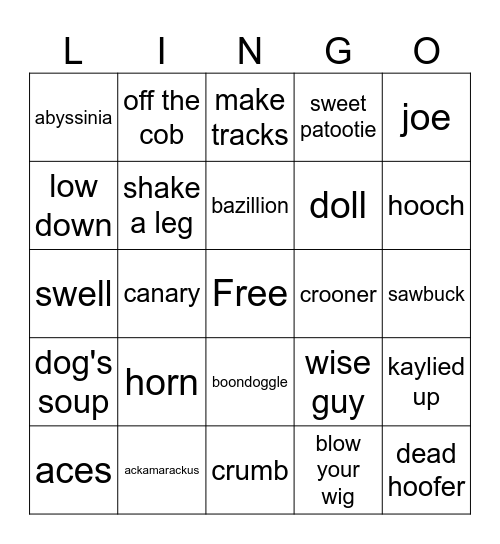 RMS Titania, October 1933 Bingo Card