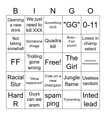 Fun Time Bingo Card