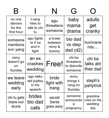 Secret bingo Card
