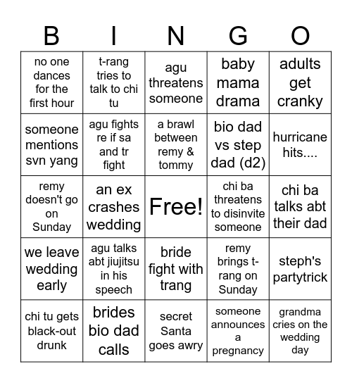 Secret bingo Card