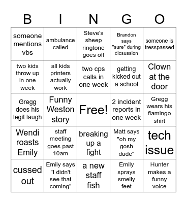 Fam Min bingo card Bingo Card
