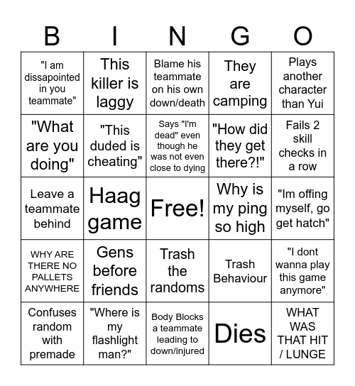 Kremaks bingo Card