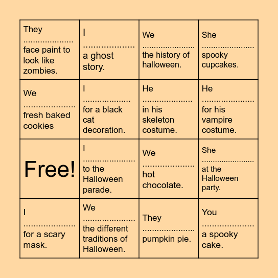 Halloween Bingo! Bingo Card